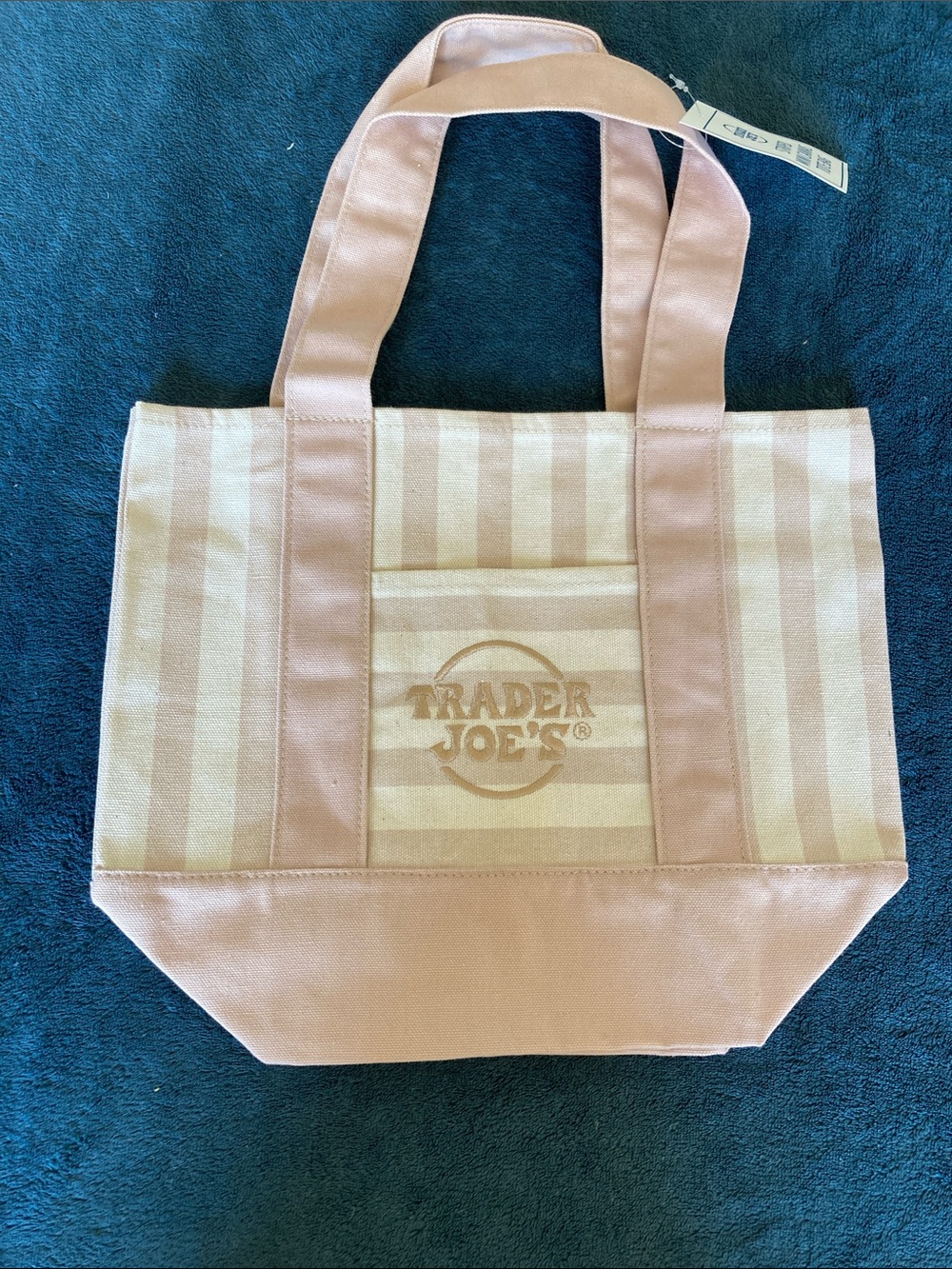 Trader Joe’s tan Stripe mini Canvas Tote Bag